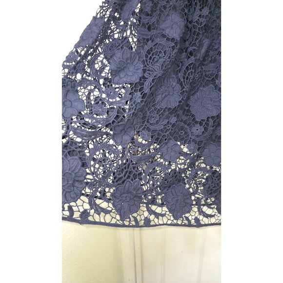 Ann Taylor Navy Floral Lace Overlay Skirt Size 10T Elegant Mid-Length - Picture 3 of 5